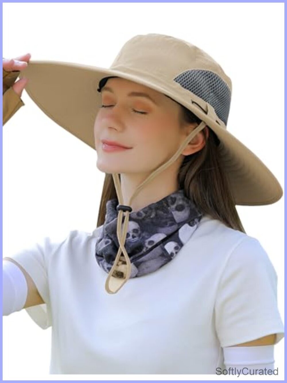 UPF 50+ Wide Brim Sun Hat for Women Safari Hiking Hat with Chin Strap